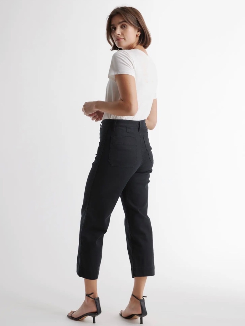 Quince Organic Stretch Cotton Wide-Leg Crop Pants 28 - Picture 11 of 11